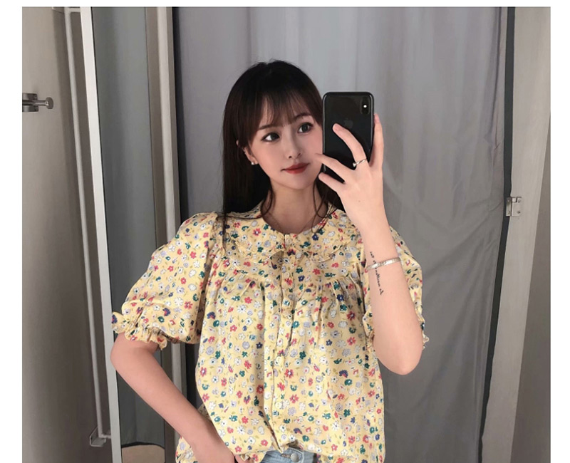 Fashion Yellow Daisy Print Shirt,Tank Tops & Camis