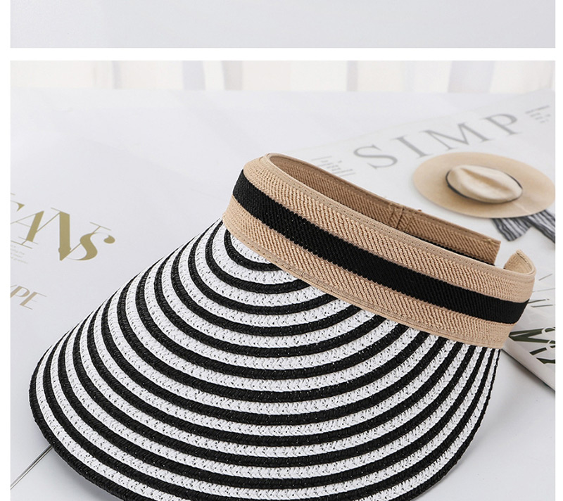 Fashion Light Brown Striped Straw Empty Top Hat,Sun Hats