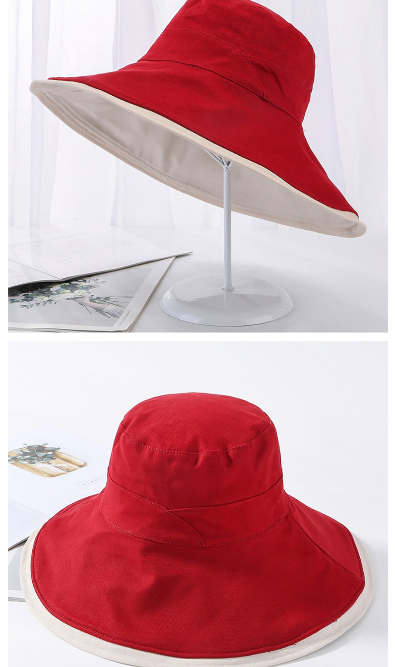 Fashion Red Stitching Contrast Double-sided Wearing Sunhat,Sun Hats