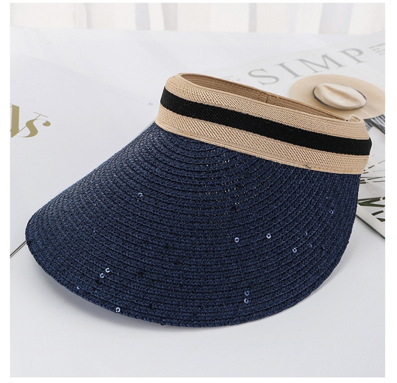 Fashion Black Bright Line Woven Empty Straw Hat,Sun Hats