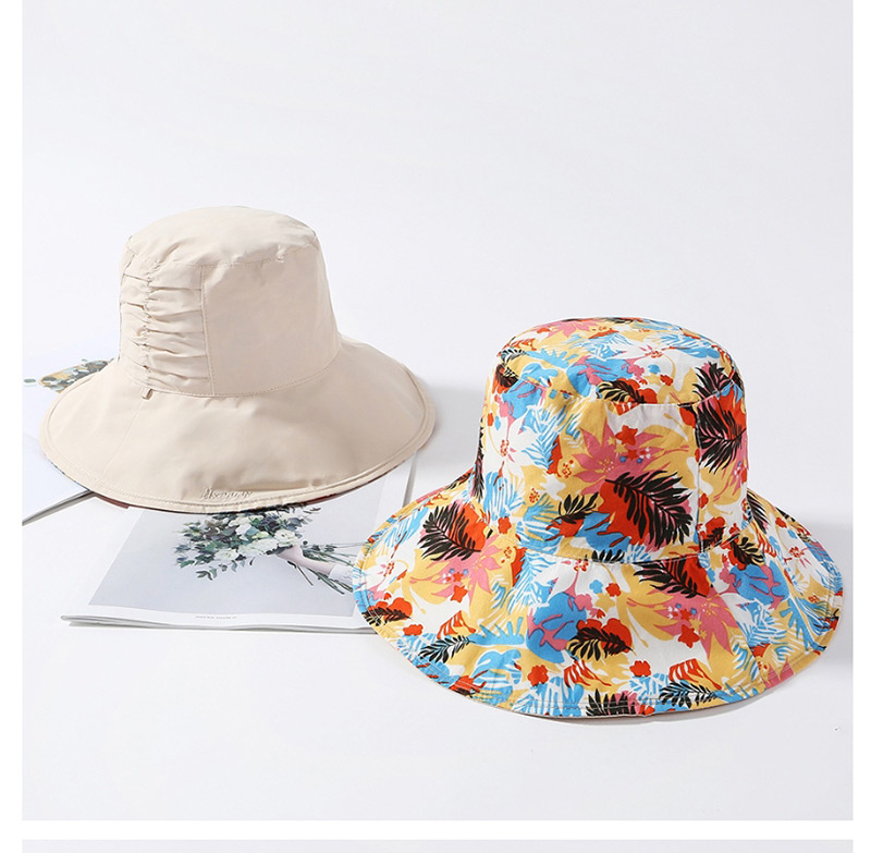 Fashion Navy Printed Double-sided Pleated Collapsible Basin Cap,Sun Hats