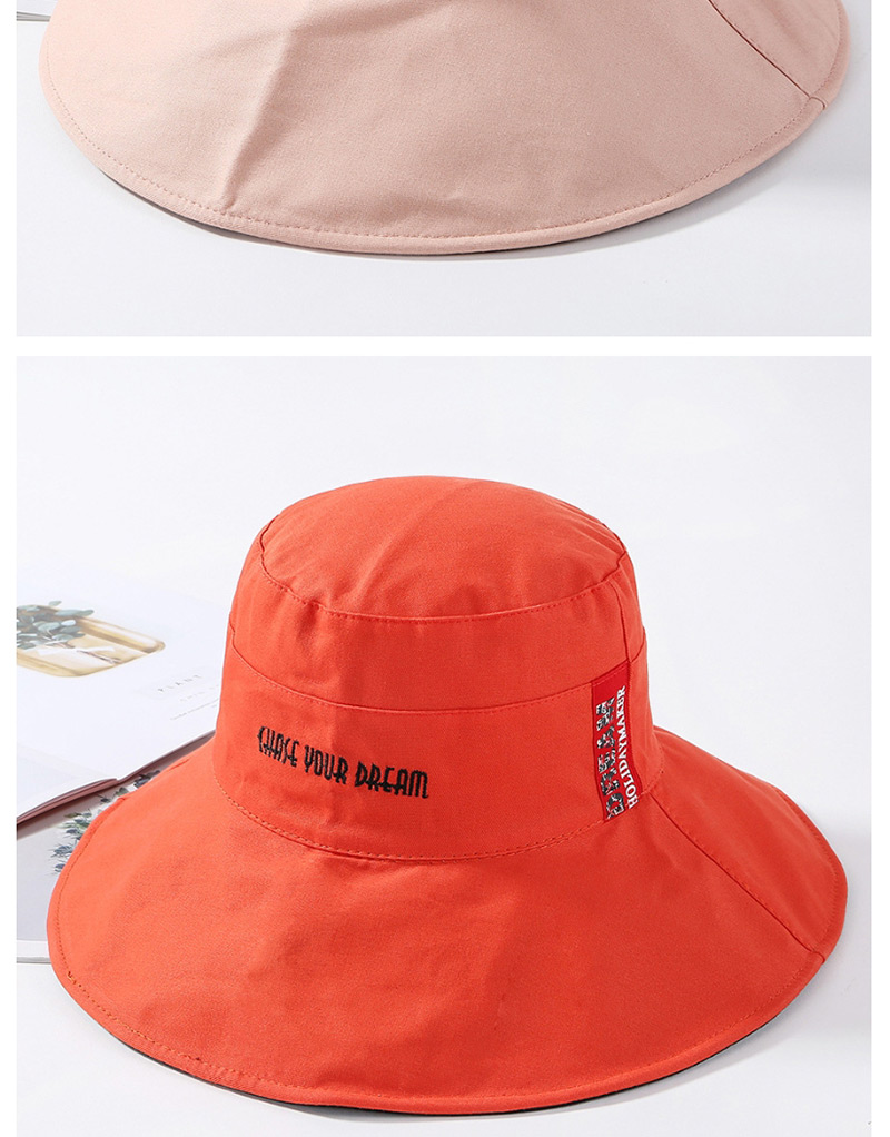 Fashion Orange Cotton Cloth Embroidery Letter Double-sided Basin Cap,Sun Hats