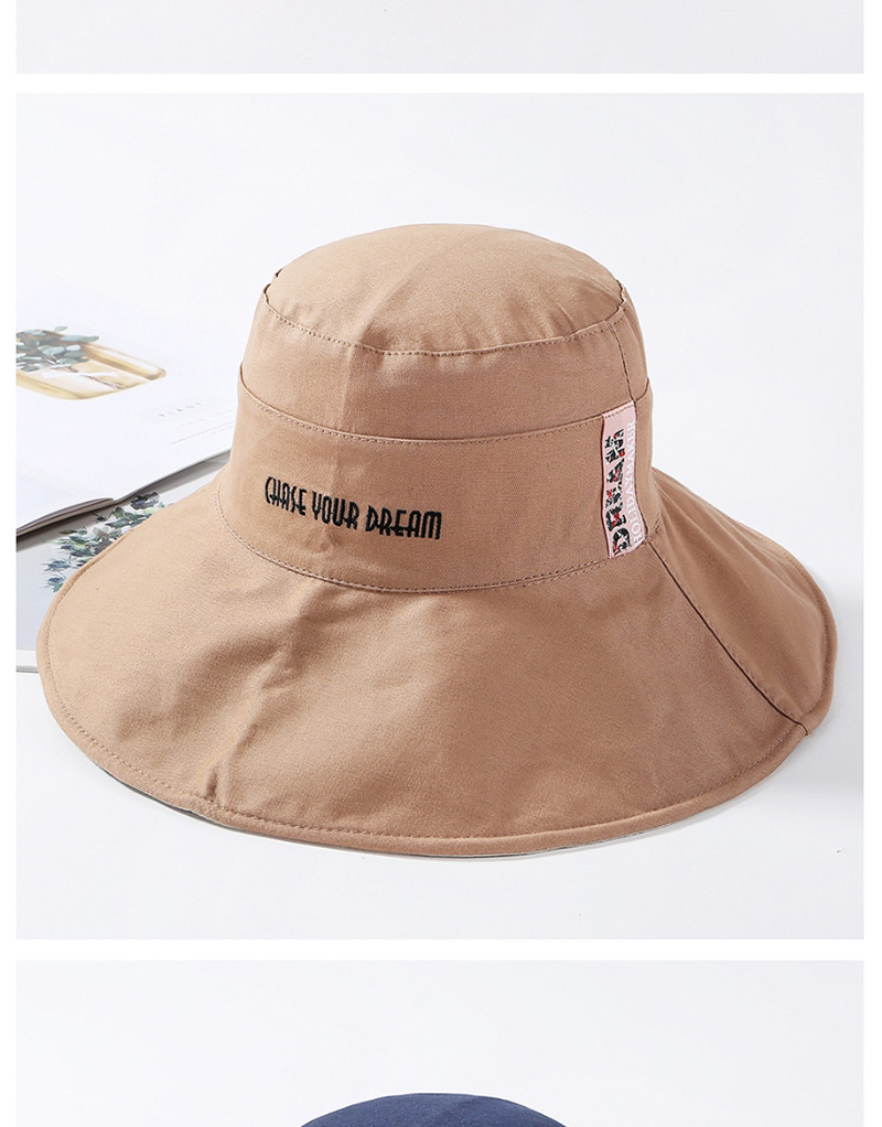Fashion Pink Cotton Cloth Embroidery Letter Double-sided Basin Cap,Sun Hats