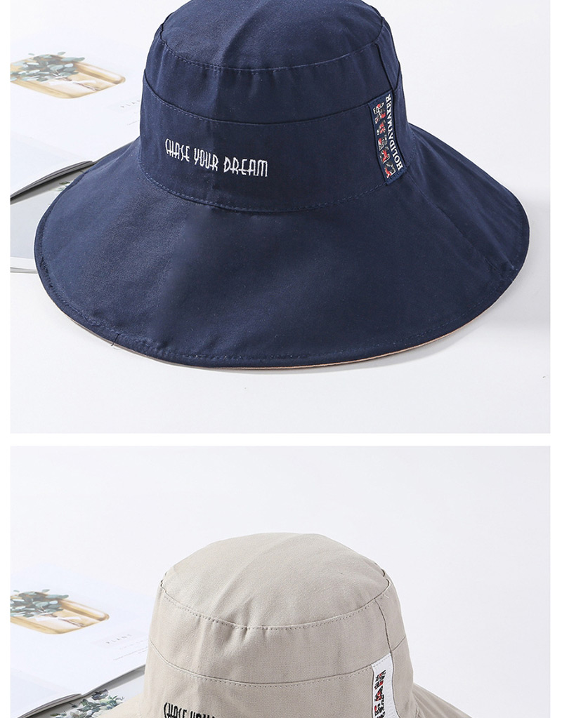Fashion Gray Cotton Cloth Embroidery Letter Double-sided Basin Cap,Sun Hats