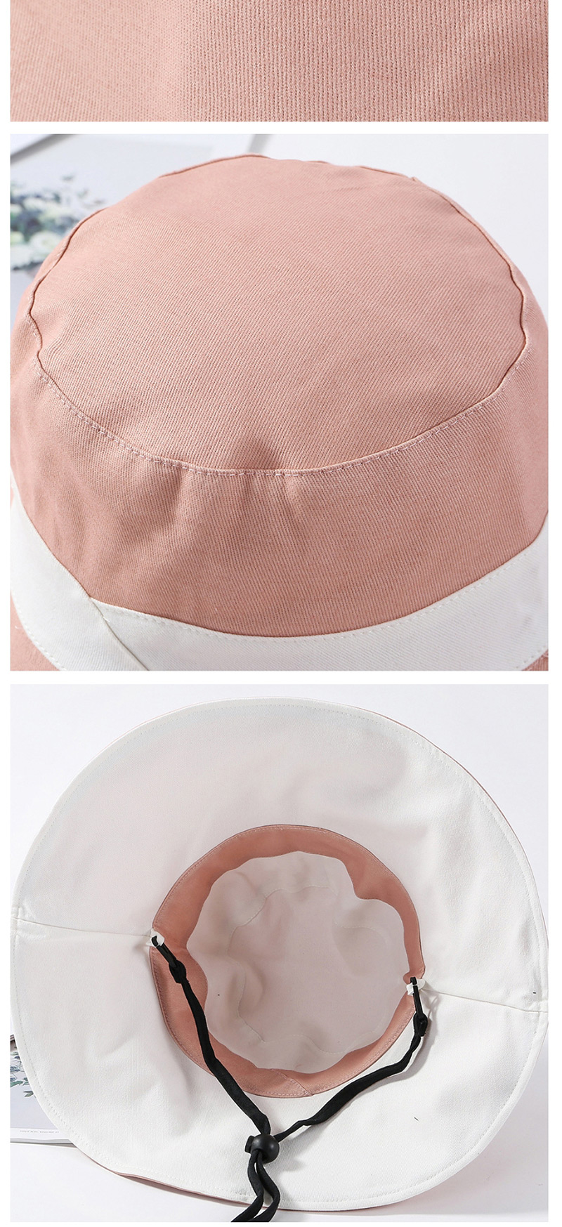 Fashion Pink Cotton Large Double-sided Color Matching Patch Fisherman Hat,Sun Hats