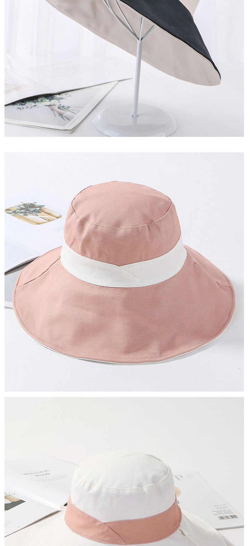 Fashion Red Cotton Large Double-sided Color Matching Patch Fisherman Hat,Sun Hats