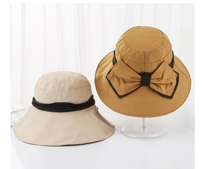 Fashion Yellow Dalat Bow Visor Fisherman Hat,Sun Hats