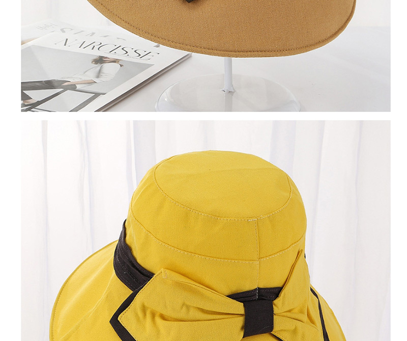 Fashion Beige Dalat Bow Visor Fisherman Hat,Sun Hats