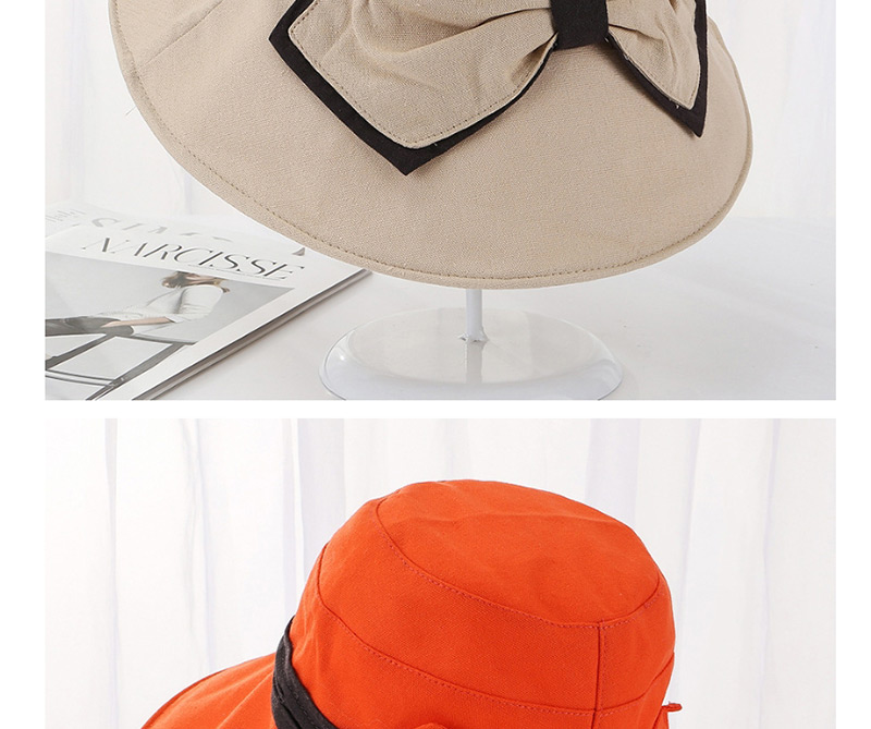 Fashion Beige Dalat Bow Visor Fisherman Hat,Sun Hats