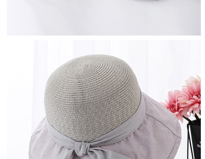 Fashion Gray Woven Stitching Bow Visor,Sun Hats