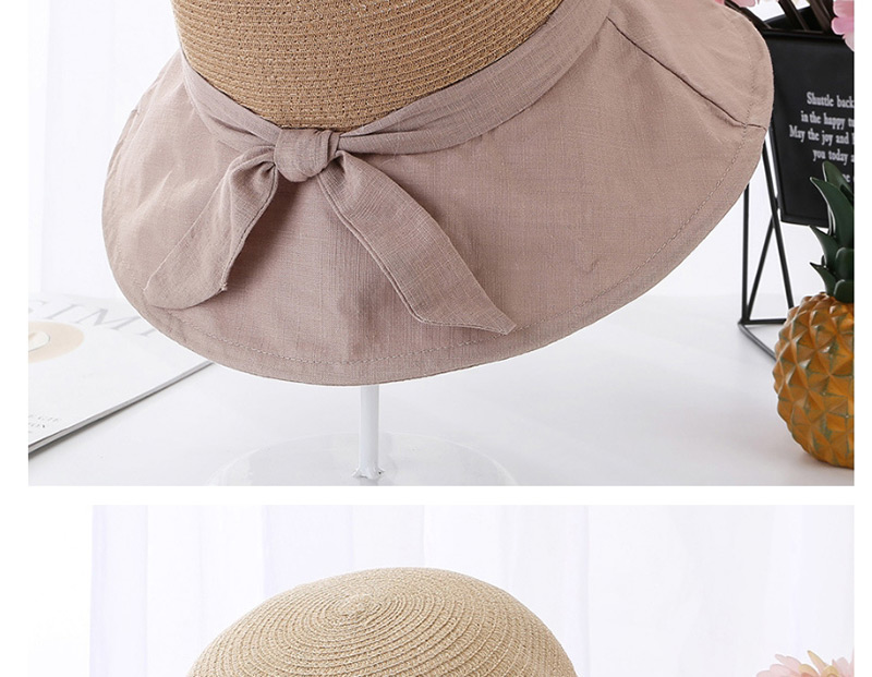 Fashion Gray Woven Stitching Bow Visor,Sun Hats