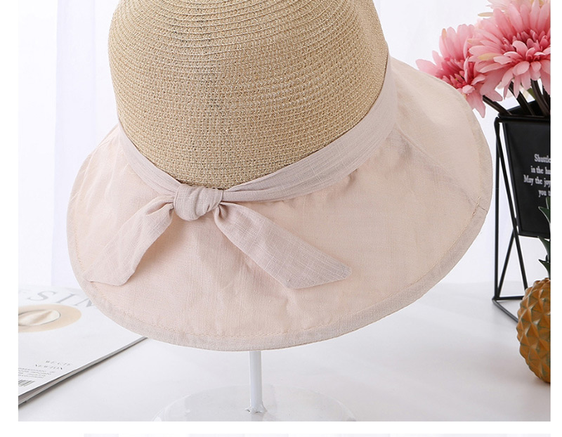 Fashion Beige Woven Stitching Bow Visor,Sun Hats