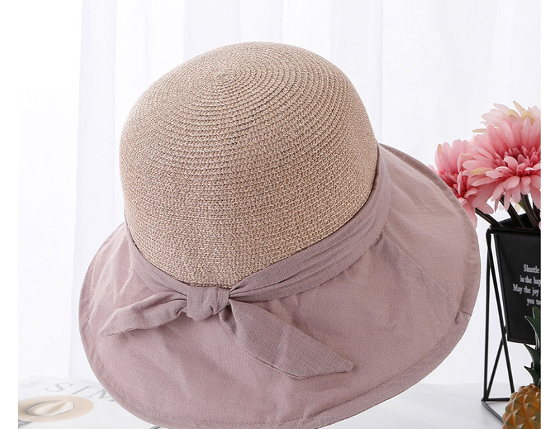 Fashion Khaki Woven Stitching Bow Visor,Sun Hats
