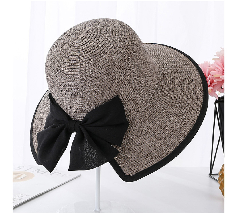 Fashion Light Brown Encrypted Edging Slit Bow Visor,Sun Hats