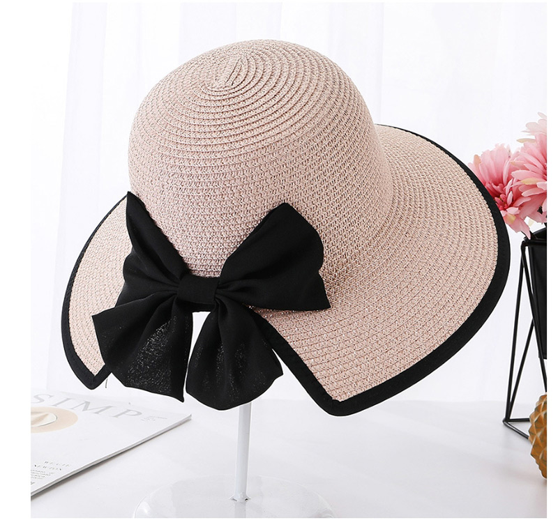 Fashion Beige Encrypted Edging Slit Bow Visor,Sun Hats