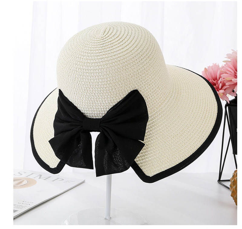 Fashion Milky White Encrypted Edging Slit Bow Visor,Sun Hats