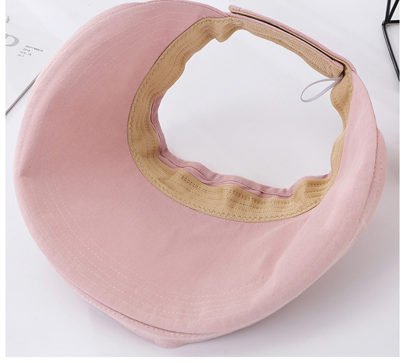 Fashion Pink Crimped Embroidered Cotton Hollow Top Hat,Sun Hats