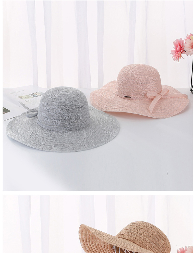 Fashion Leather Powder Daxie Covered Iron Letters Double-layer Lace Fisherman Hat,Sun Hats