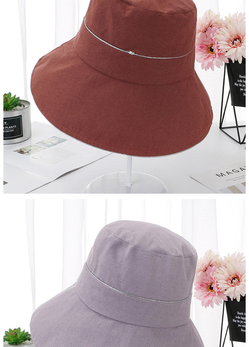Fashion Black Silver Silk Edging Solid Color Fisherman Hat,Sun Hats