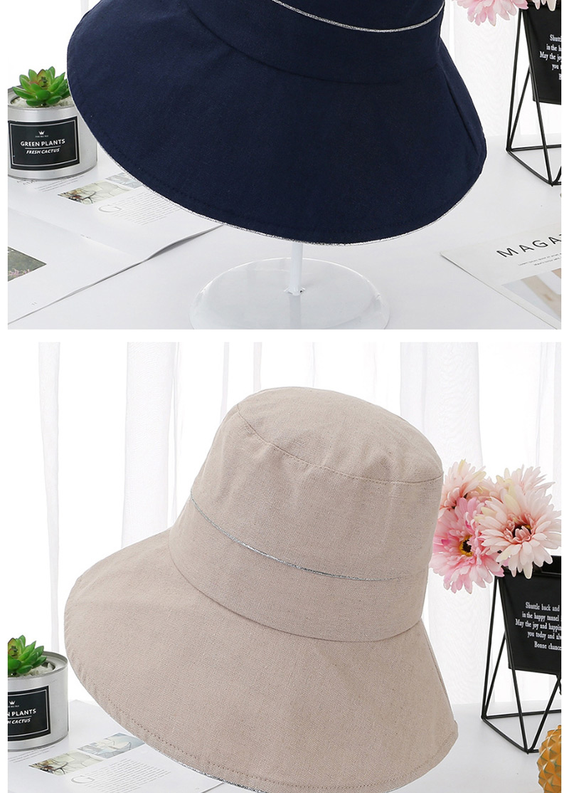 Fashion Black Silver Silk Edging Solid Color Fisherman Hat,Sun Hats