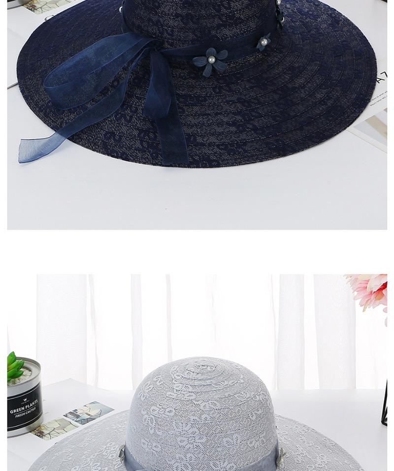 Fashion Yellow Tether Flower Pearl Big Double Layer Lace Sun Hat,Sun Hats