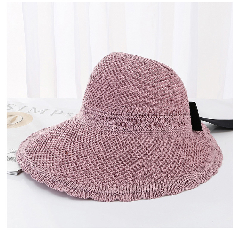 Fashion Pink Bow Knit Empty Top Visor,Sun Hats