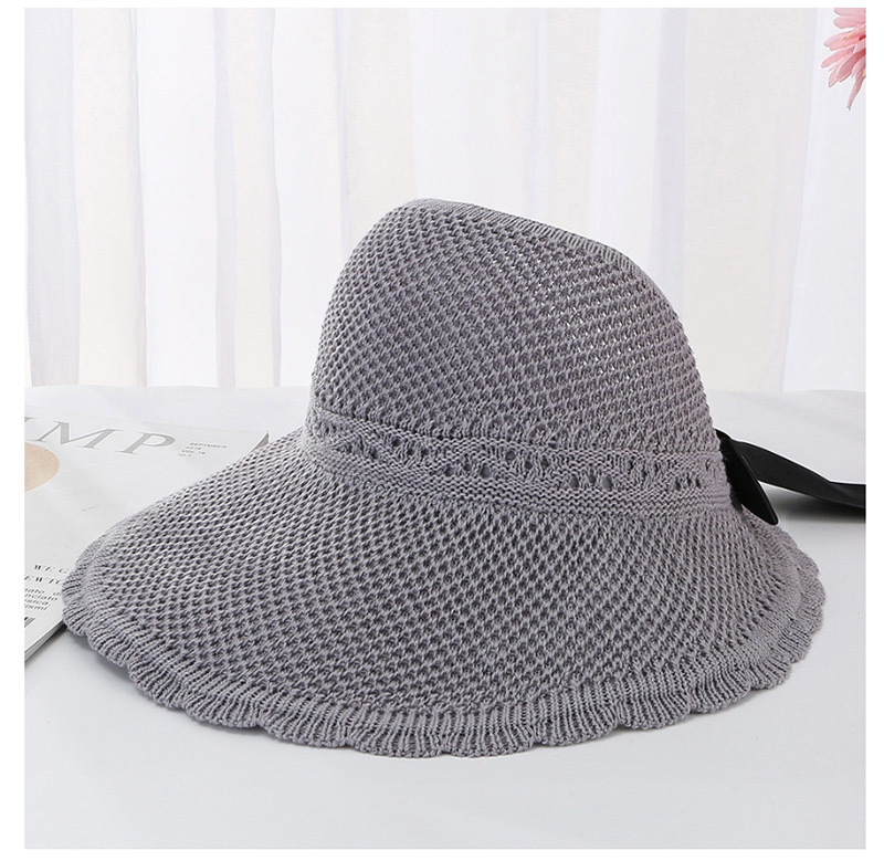 Fashion Gray Bow Knit Empty Top Visor,Sun Hats