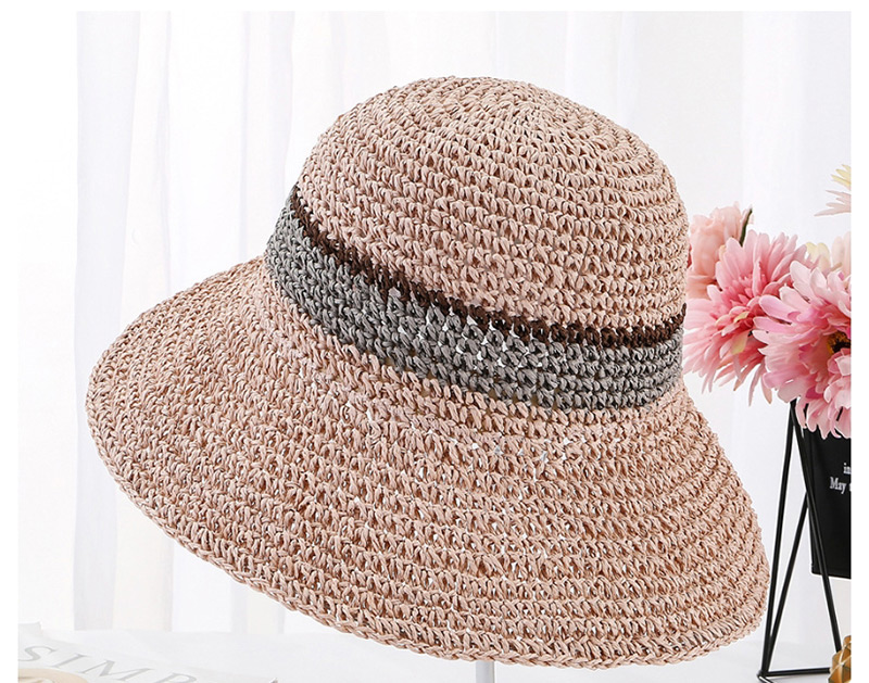 Fashion Beige Hand Hook Color Matching Straw Hat,Sun Hats