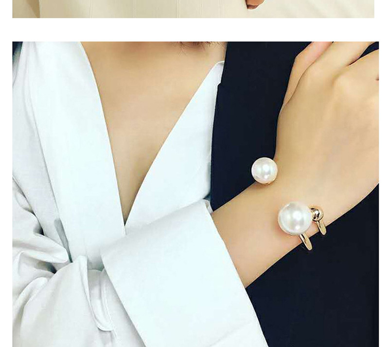 Fashion Gold Imitation Pearl Open Bracelet,Fashion Bangles