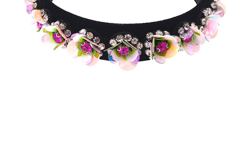 Fashion Color Flower Crystal Sequin Film Wide-brimmed Headband,Head Band