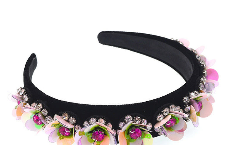 Fashion Color Flower Crystal Sequin Film Wide-brimmed Headband,Head Band