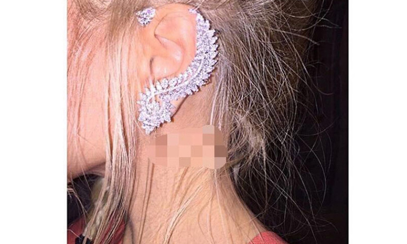 Fashion Silver Irregular Crystal Studded Zircon Tassel Asymmetrical Ear Hook,Stud Earrings