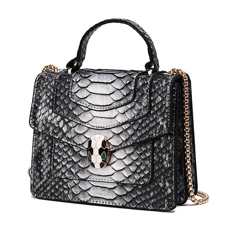 Fashion Contrast Black Snakeskin Pattern Bag,Handbags