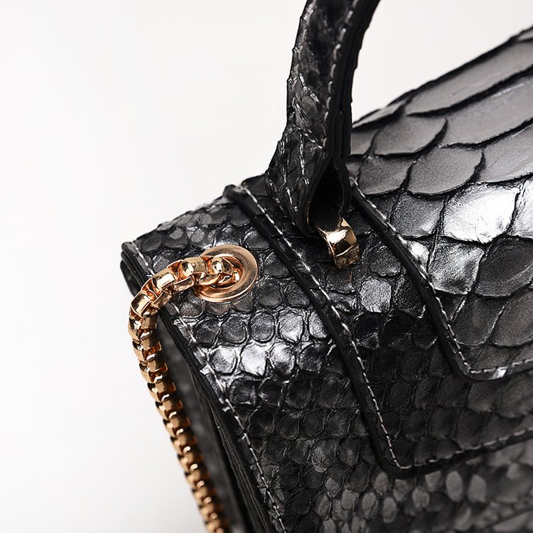 Fashion Contrast Black Snakeskin Pattern Bag,Handbags