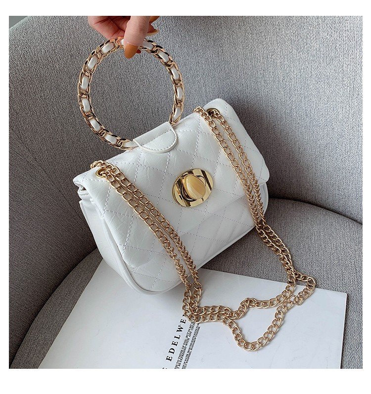Fashion White Ring Chain Shoulder Messenger Handbag,Handbags
