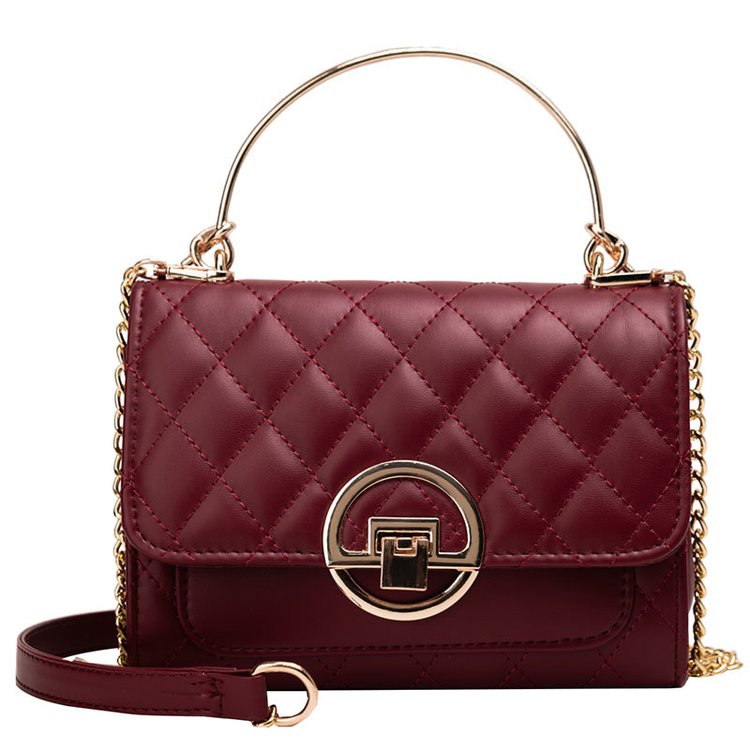 Fashion Red Wine Grids Pattern Bag,Handbags