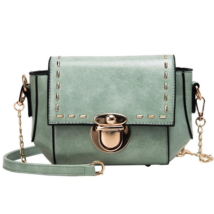 Fashion Green Rivet Lock Single Shoulder Messenger Bag,Shoulder bags