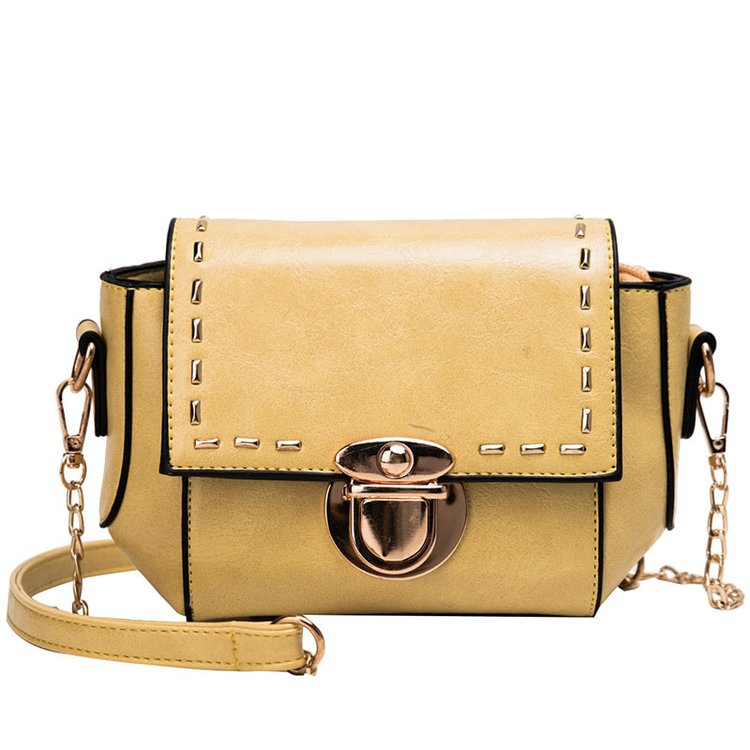 Fashion Yellow Rivet Lock Single Shoulder Messenger Bag,Shoulder bags