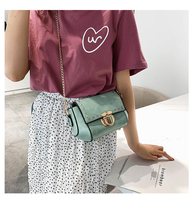 Fashion Green Rivet Lock Single Shoulder Messenger Bag,Shoulder bags
