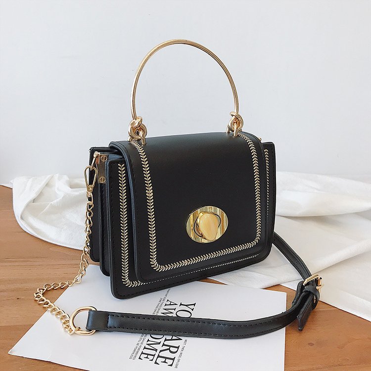 Fashion Black Contrast Stitching Shoulder-slung Tote,Handbags