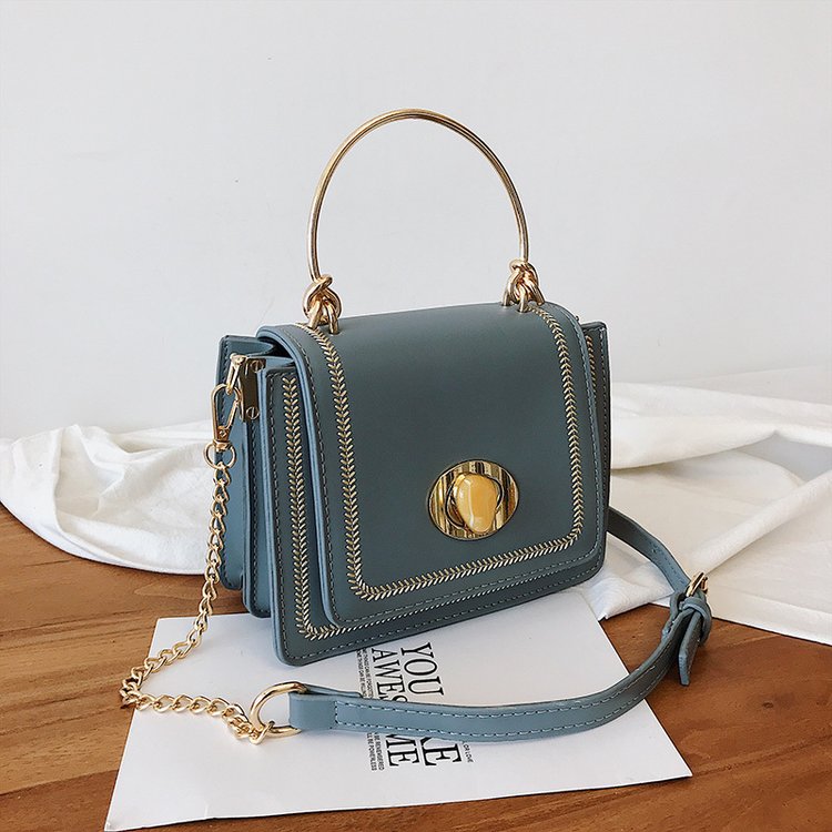 Fashion Blue Contrast Stitching Shoulder-slung Tote,Handbags
