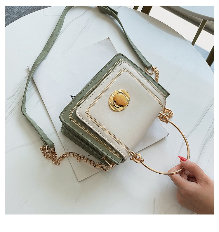 Fashion White Contrast Stitching Shoulder-slung Tote,Handbags