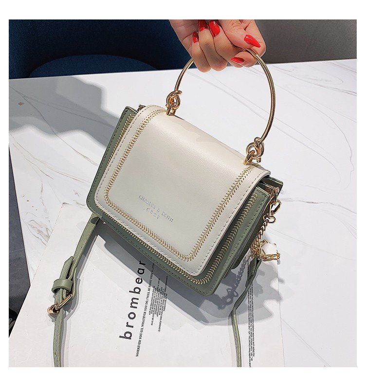 Fashion Creamy-white Contrast Stitching Shoulder-slung Tote,Handbags