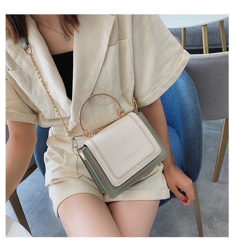Fashion Creamy-white Contrast Stitching Shoulder-slung Tote,Handbags
