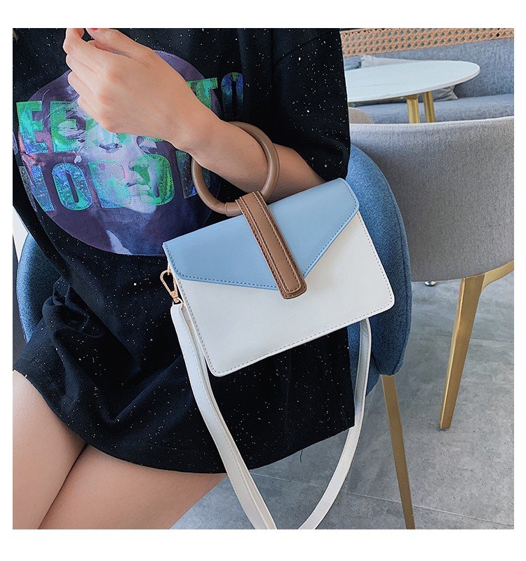 Fashion White Contrast Color Stitching Ring Shoulder Bag Shoulder Bag,Handbags