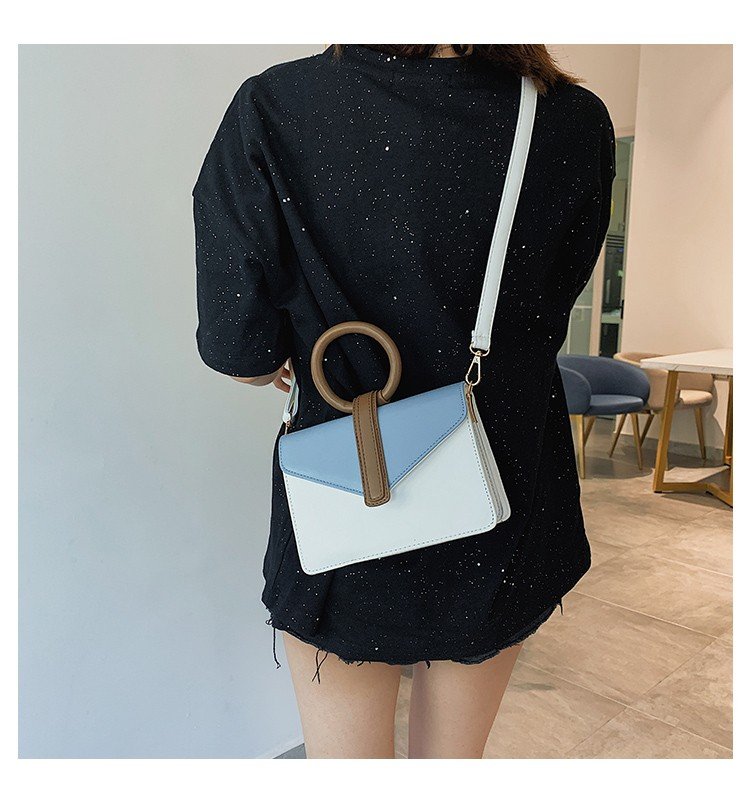 Fashion Black Contrast Color Stitching Ring Shoulder Bag Shoulder Bag,Handbags