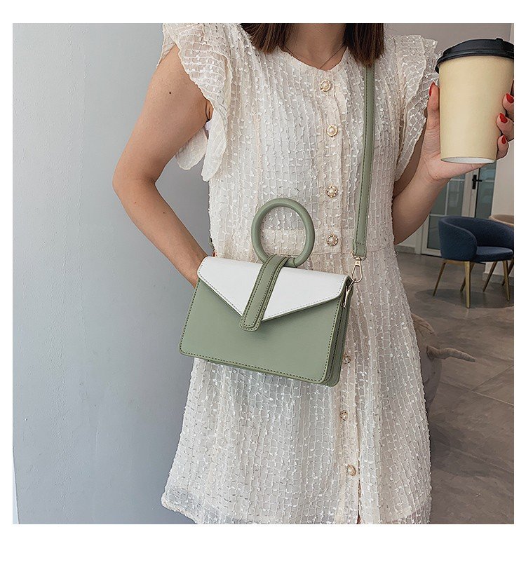 Fashion White Contrast Color Stitching Ring Shoulder Bag Shoulder Bag,Handbags