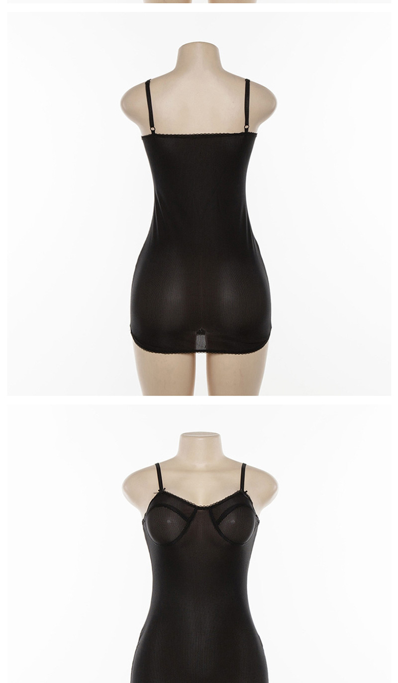 Fashion Black Strap One-shoulder Backless Lace Stitching Dress,Mini & Short Dresses