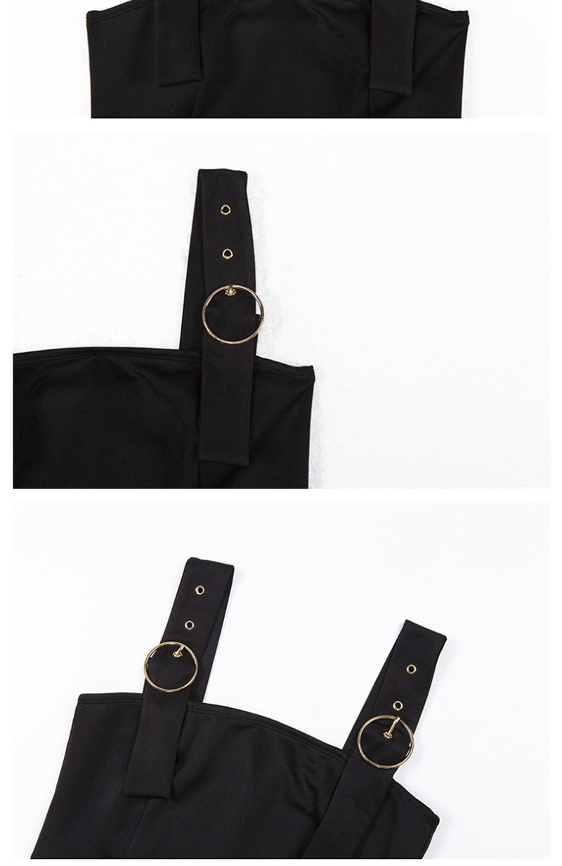 Fashion Black Strap One-shoulder Vest + High Waist Skirt Suit,Tank Tops & Camis