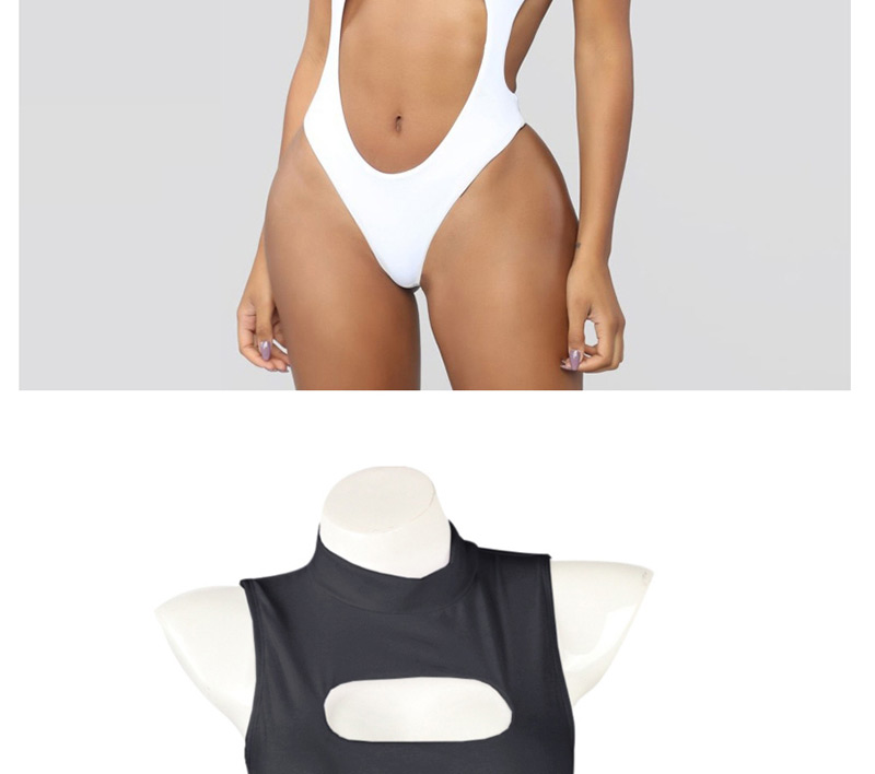 Fashion Black Zipper Openwork One-piece Swimsuit,One Pieces
